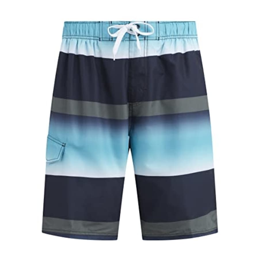 Kanu Surf Men's Standard Bellaire Swim Trunks (Regular & Extended Sizes), Waterfront Black/Aqua, for $15