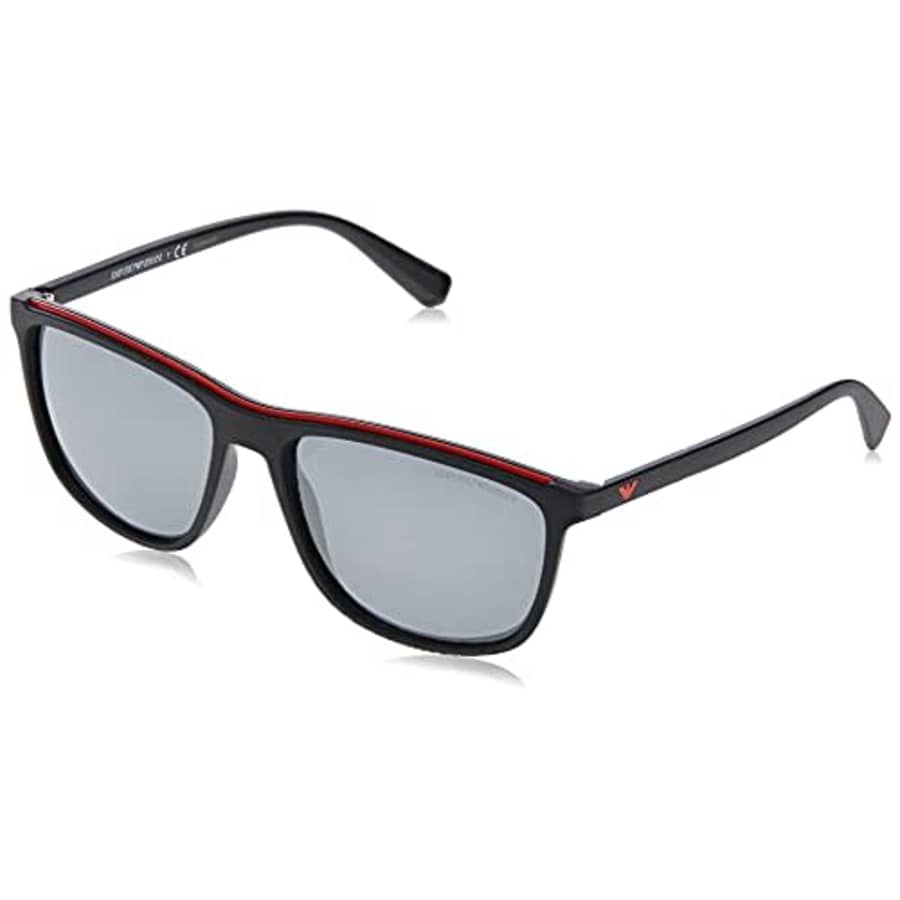 Emporio Armani Sunglasses Black Frame, Light Grey Black Mirror Lenses, 57MM for $75