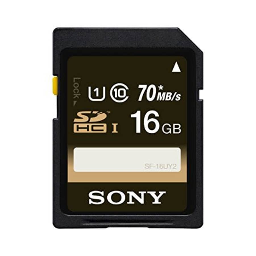 Sony 16GB Class 10 UHS-1 SDHC up to 70MB/s Memory Card (SF16UY2/TQ)[NEWEST VERSION] for $15