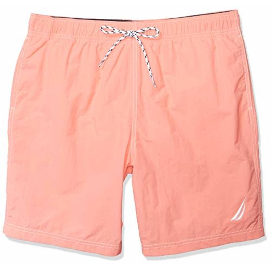 Nautica Men's Full Elastic Solid Swim Trunks, Pale Coral, Large for $18 Nautica Men's Full Elastic Solid Swim Trunks, Pale Coral, Large for $18