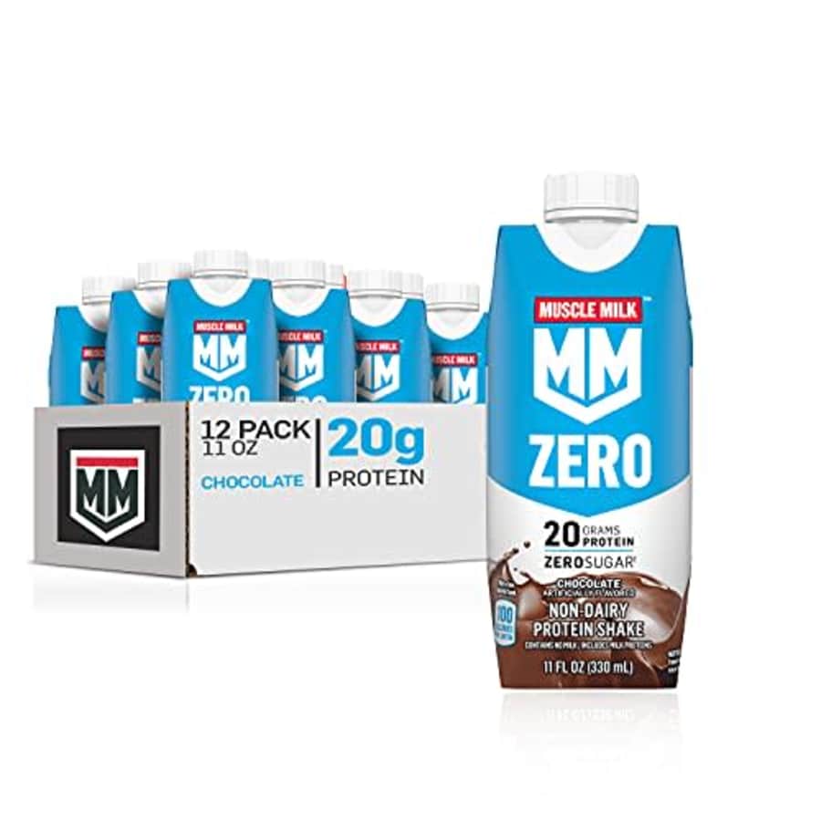 Muscle Milk Zero, 100 Calorie Protein Shake, Chocolate, 20g Protein, 11 Fl Oz, 12 Pack (Packaging for $48