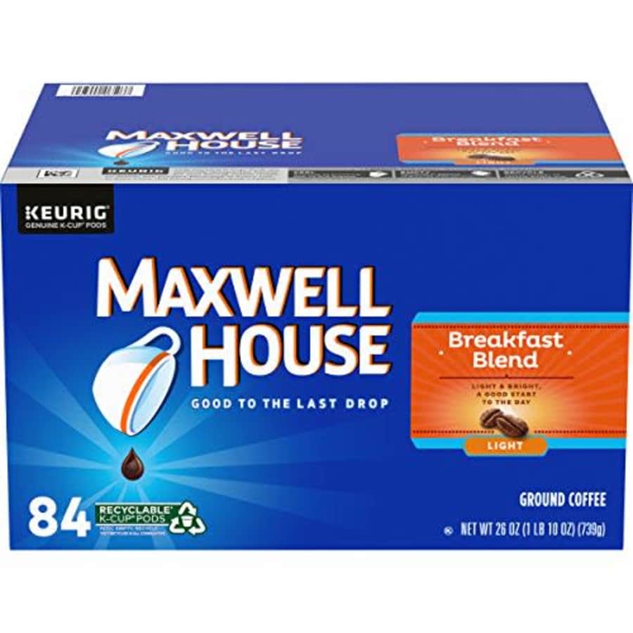Maxwell House Breakfast Blend Light Roast K-Cup Coffee Pods (84 Pods) for $30 Maxwell House Breakfast Blend Light Roast K-Cup Coffee Pods (84 Pods) for $30