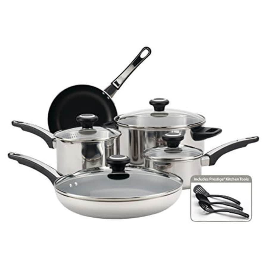 Farberware High Performance Stainless Steel Cookware Pots and Pans Set, 12 Piece for $117