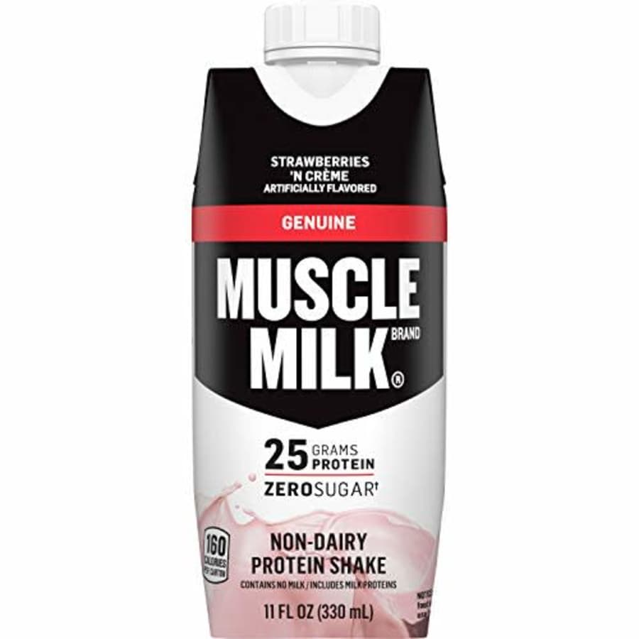 Muscle Milk Genuine Protein Shake, Strawberries 'N Crme, 25g Protein, 11 Fl Oz, 12 Pack for $18 Muscle Milk Genuine Protein Shake, Strawberries 'N Crme, 25g Protein, 11 Fl Oz, 12 Pack for $18