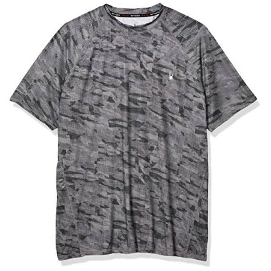 Spyder Men's Digital Camo Short Sleeve Rashguard, Dark Grey, Large for $17