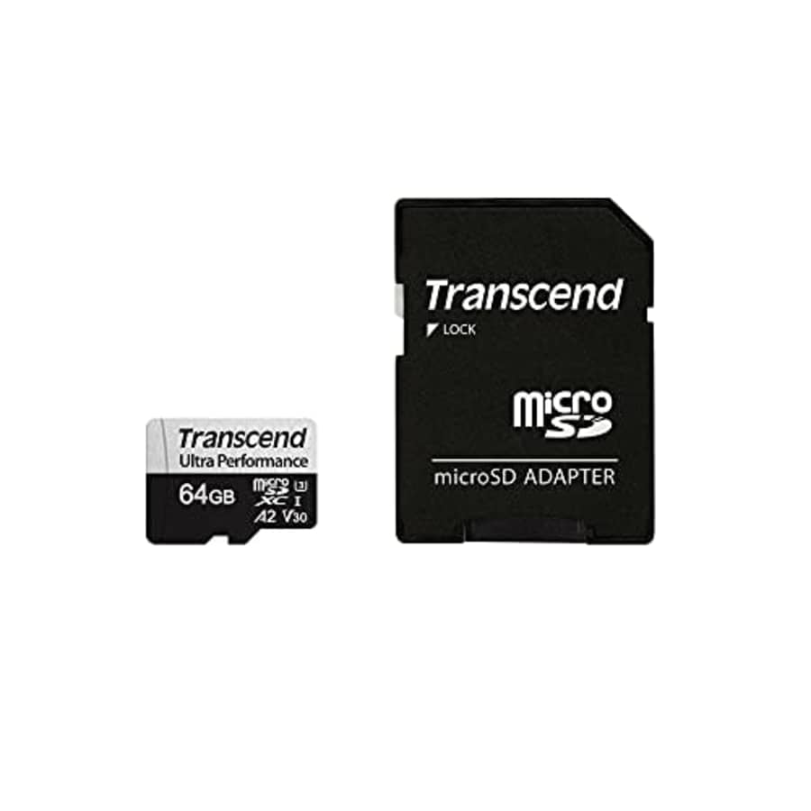 Transcend microSDXC 340S 64GB Class 10 UHS-I U3 A2 for $20