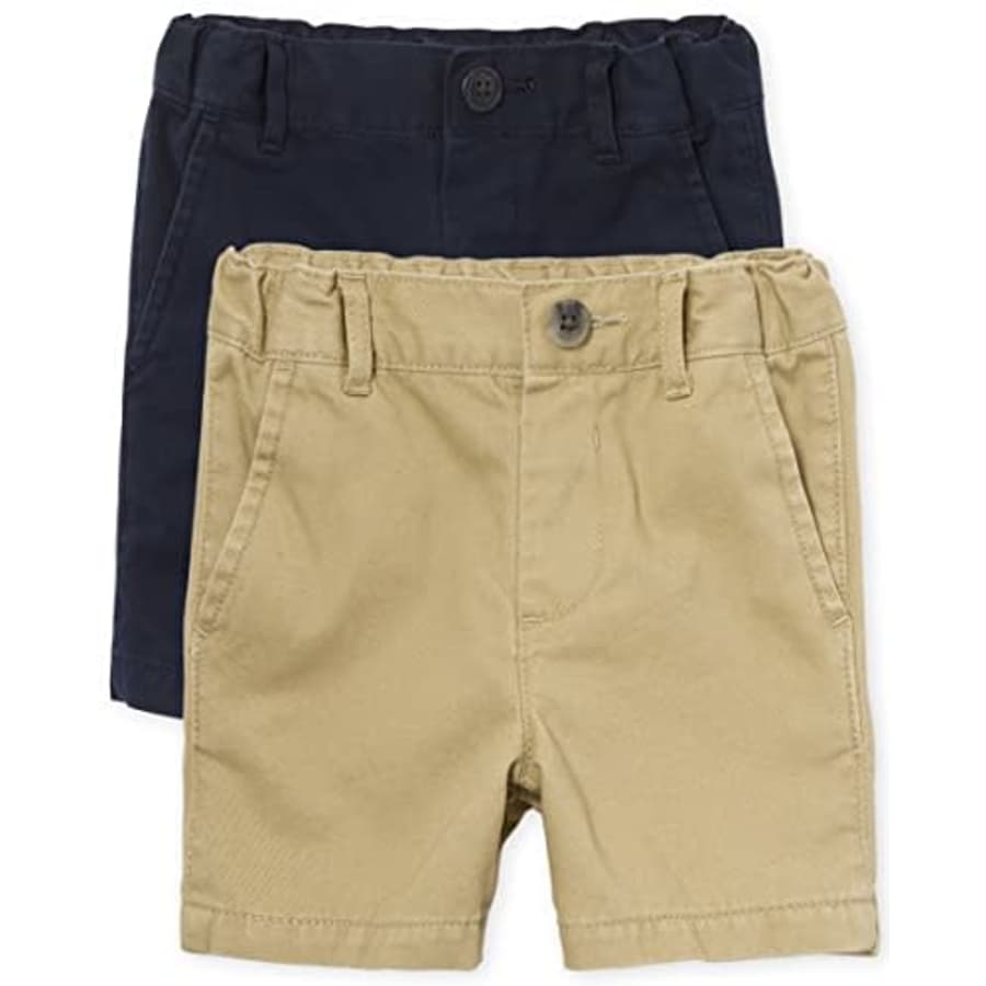 The Children's Place 6 Pack and Toddler Boys Chino Shorts, Flax/New Navy, 8(Slim) for $118