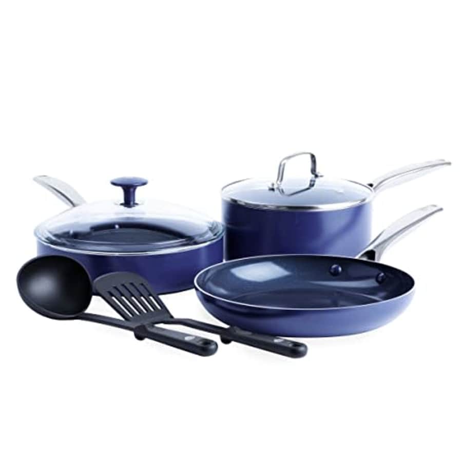 Blue Diamond Cookware Diamond Infused Ceramic Nonstick 7 Piece Cookware Set, Induction, PFAS-Free, for $140
