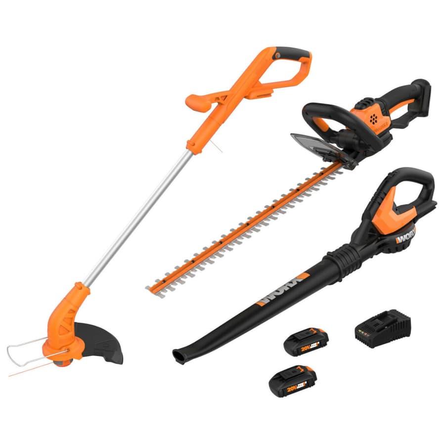 Worx 2-in-1 Trimmer/Edger, Hedge Trimmer, and Leaf Blower Cordless Combo Kit for $123