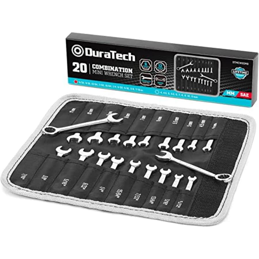 DuraTech 20-Piece Metric & SAE Midget Combination Wrench Set for $16