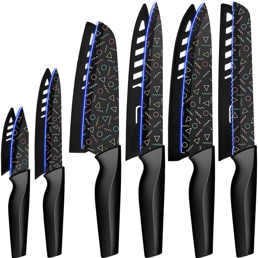 Astercook 6-Count Colorful Geometric Knife Set w/ Blade Guards for $47