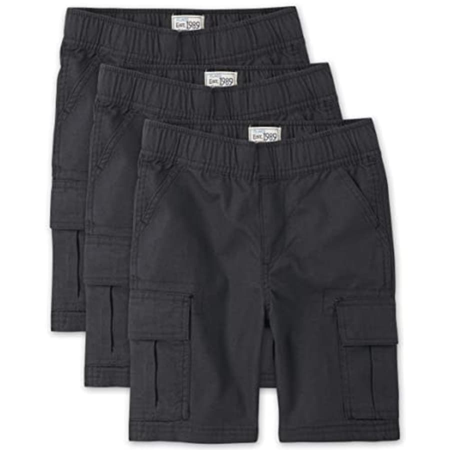 The Children's Place boys Pull on Jogger Shorts, Washed Black 3 Pack, 7 US for $21