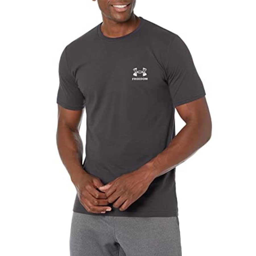 Under Armour Men's Standard Freedom Lockup Short Sleeve T-Shirt, (001) Black / / Steel, Small for $30 Under Armour Men's Standard Freedom Lockup Short Sleeve T-Shirt, (001) Black / / Steel, Small for $30