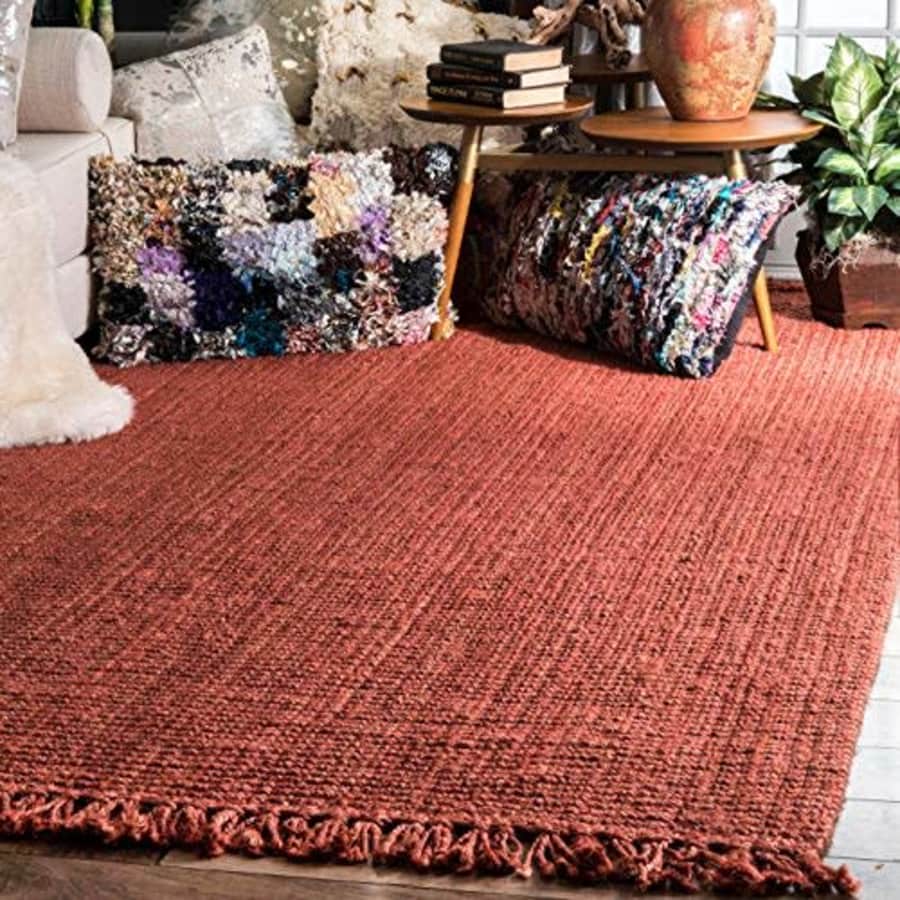 nuLOOM Hand Woven Chunky Natural Jute Farmhouse Area Rug, 3' x 5', Terra for $55