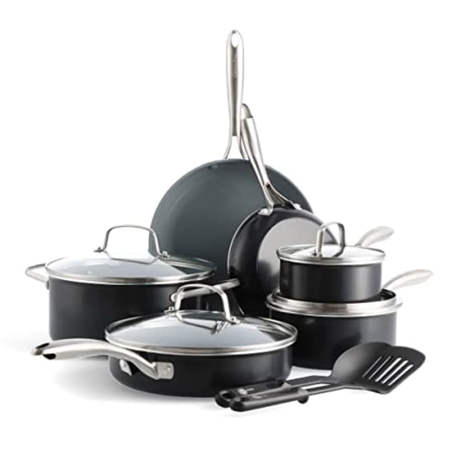 GreenPan Swift Healthy Ceramic Nonstick, 12 Piece Cookware Pots and Pans Set, Stainless Steel for $118