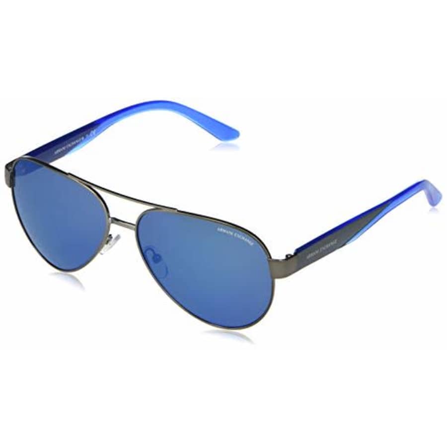 A|X Armani Exchange Men's AX2034S Aviator Sunglasses, Gunmetal/Blue Blue Mirrored, 59 mm for $82 A|X Armani Exchange Men's AX2034S Aviator Sunglasses, Gunmetal/Blue Blue Mirrored, 59 mm for $82