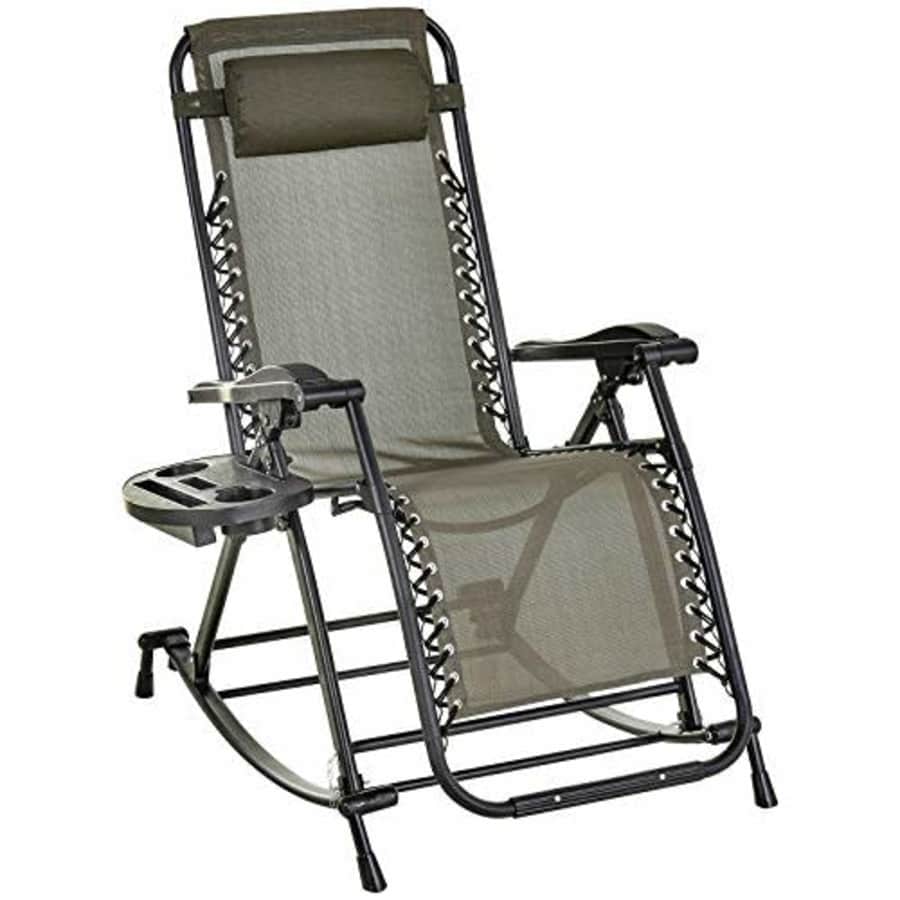 Outsunny Zero Gravity Reclining Lounge Chair Patio Folding Rocker w/Adjustable Canopy Backrest for $105