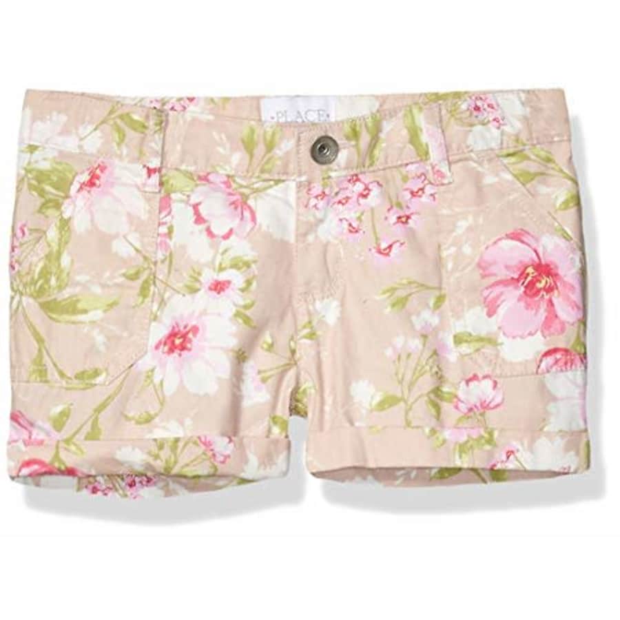 The Children's Place Girls' Big Twill Shorts, Sugarcane, 4P for $13