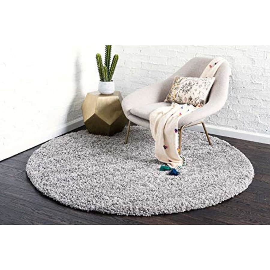 Unique Loom Solid Shag Collection Area Rug (8' Round, Cloud Gray) for $107 Unique Loom Solid Shag Collection Area Rug (8' Round, Cloud Gray) for $107