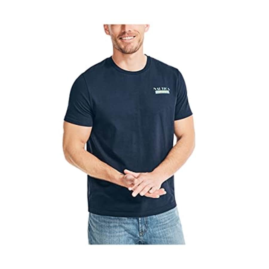 Nautica Men's Sustainably Crafted Short Sleeve Graphic T-Shirt, Navy, X-Large for $19