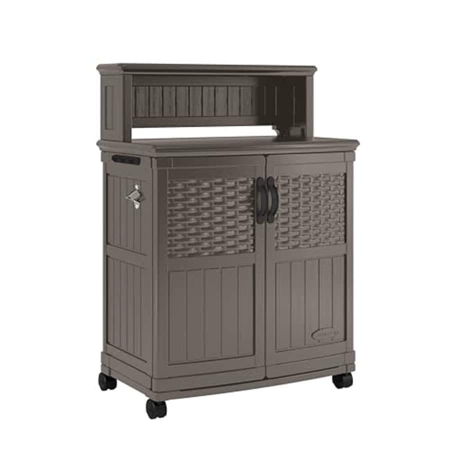 Suncast Patio Storage and Prep Station with 47-Gal. Cabinet, Adjustable Shelf, and Utensil Hooks, for $199 Suncast Patio Storage and Prep Station with 47-Gal. Cabinet, Adjustable Shelf, and Utensil Hooks, for $199