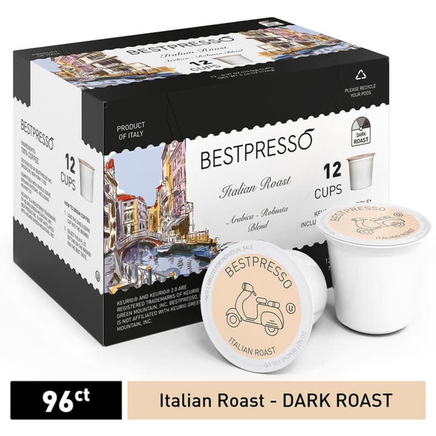 Bestpresso Italian Roast Dark Roast K-Cup 96-Count for $24