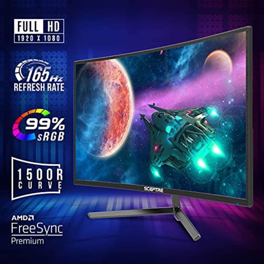Sceptre Curved 24" Gaming Monitor 1080p up to 165Hz DisplayPort HDMI x3 99% sRGB, AMD FreeSync for $105 Sceptre Curved 24" Gaming Monitor 1080p up to 165Hz DisplayPort HDMI x3 99% sRGB, AMD FreeSync for $105