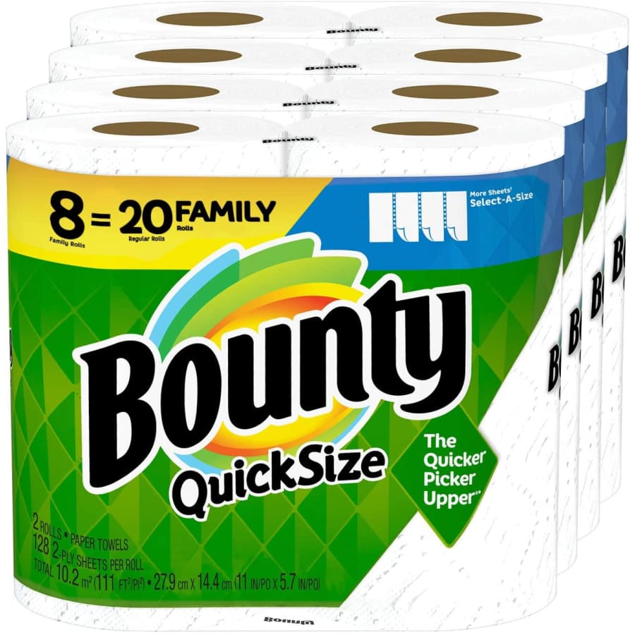 Bounty Quick-Size Paper Towels Family Roll 8-Pack for $24