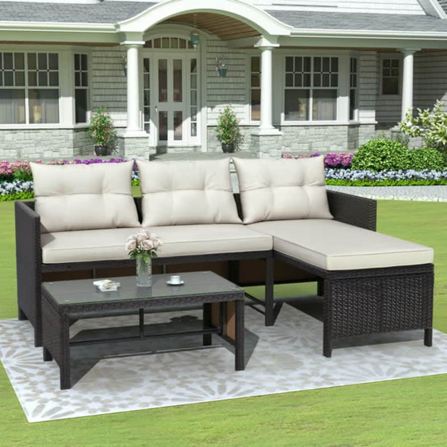 Segmart 3-Piece Rattan Wicker Patio Furniture Set for $170 Segmart 3-Piece Rattan Wicker Patio Furniture Set for $170