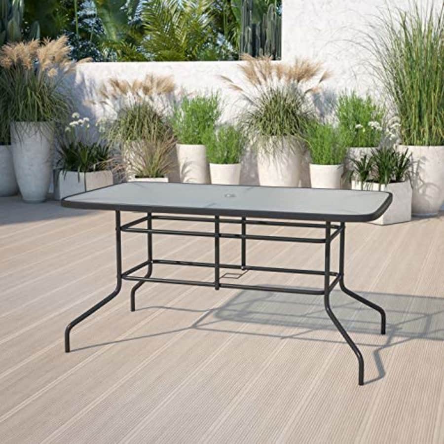 Flash Furniture 55x31.5 Glass Patio Table, 31.5 in x 55 in Rectangular, Clear for $189