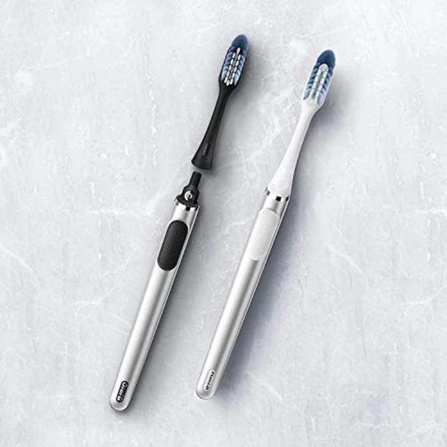 Oral-B Clic Manual Toothbrush, Chrome Black, with 1 Bonus Replacement Brush Head and Magnetic for $16