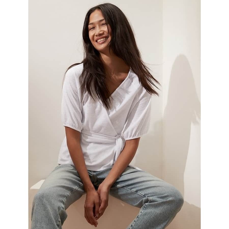 Banana Republic Factory Women's Textured Wrap Top for $22
