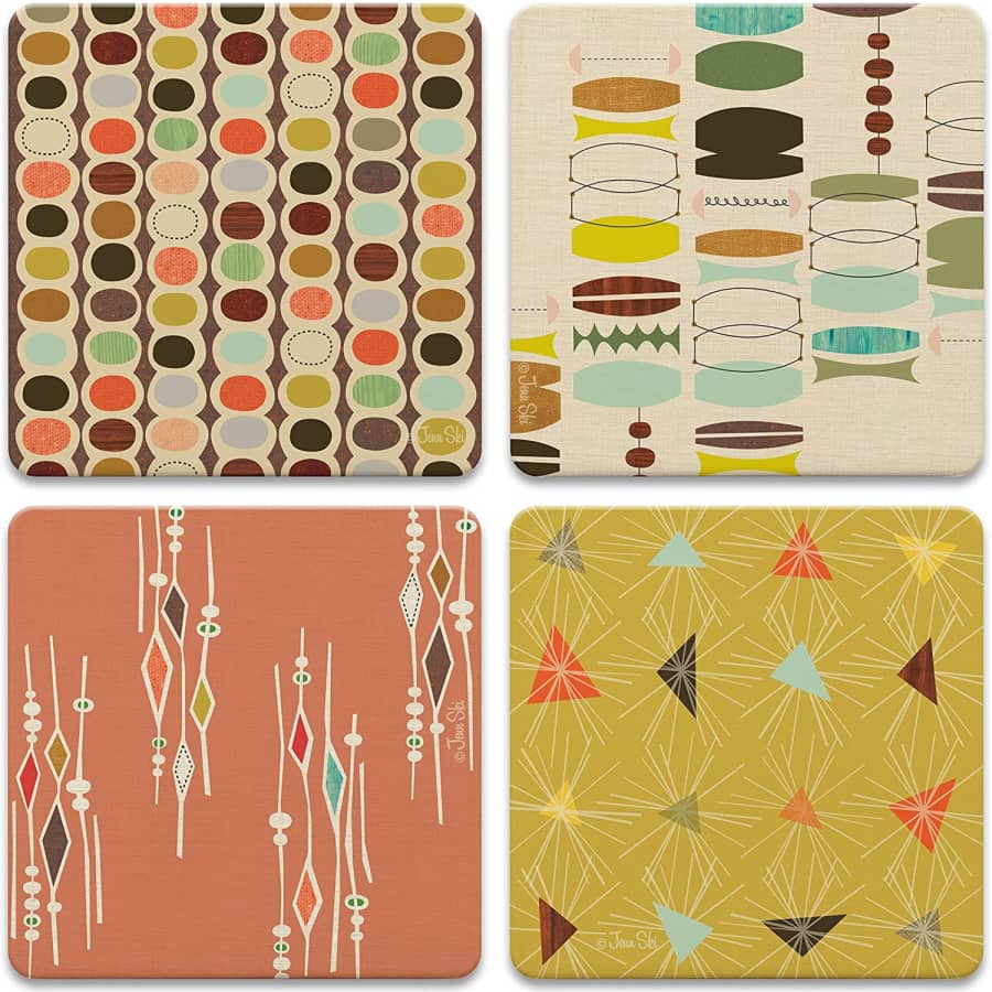 CoasterStone "Retro Modern" Absorbent Coasters 4-Pack for $19