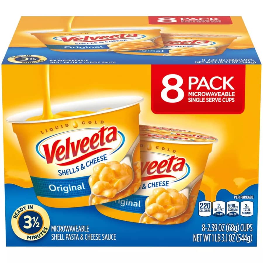 Velveeta Original Shells & Cheese Cups 8-Pack for $8