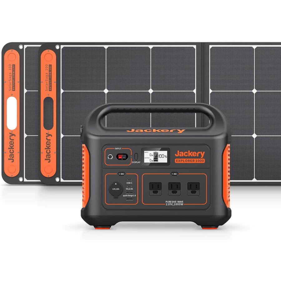 Jackery Explorer 1000 Power Station + 2 SolarSaga 100W Solar Panels for $1,649 Jackery Explorer 1000 Power Station + 2 SolarSaga 100W Solar Panels for $1,649
