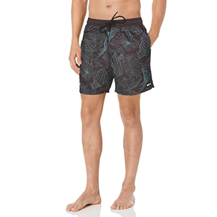 NEFF Men's Standard Daily Hot Tub Board Shorts for Swimming, Black Tropic, Medium for $40