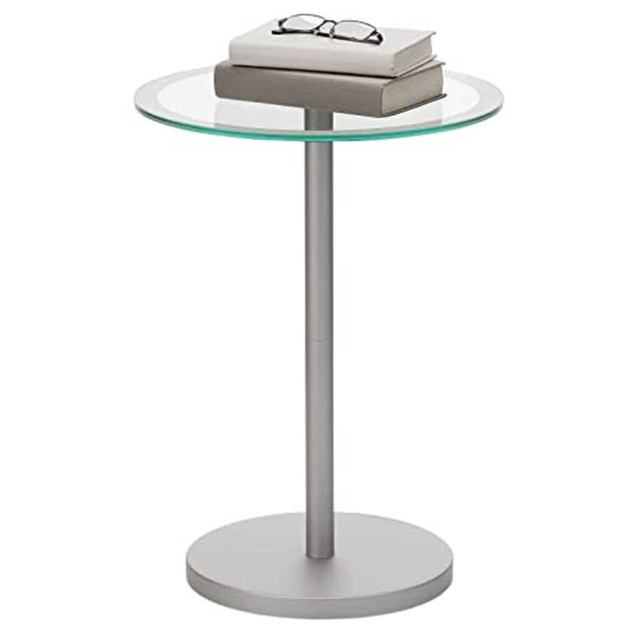 mDesign Glass Top Side/End Drink Table - Tall Modern Round Accent Metal Nightstand Furniture for for $72