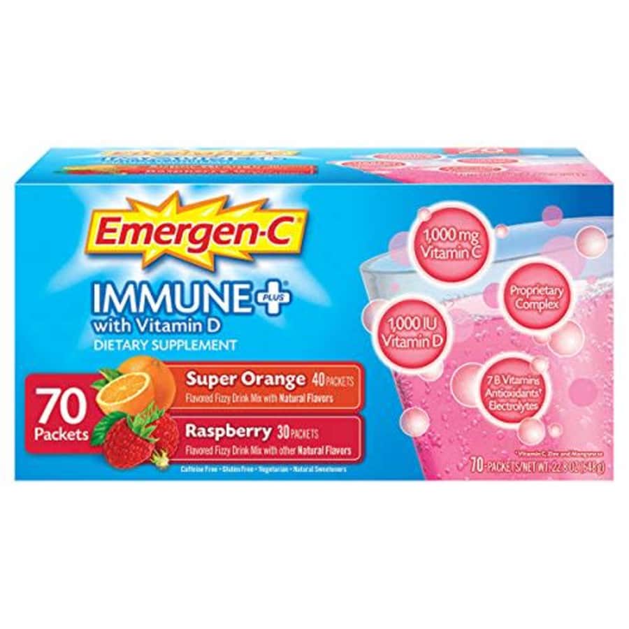 Emergen-C Immune+ System Support Dietary Supplement Drink Mix With Vitamin D, 1000mg Vitamin C - 70 for $42