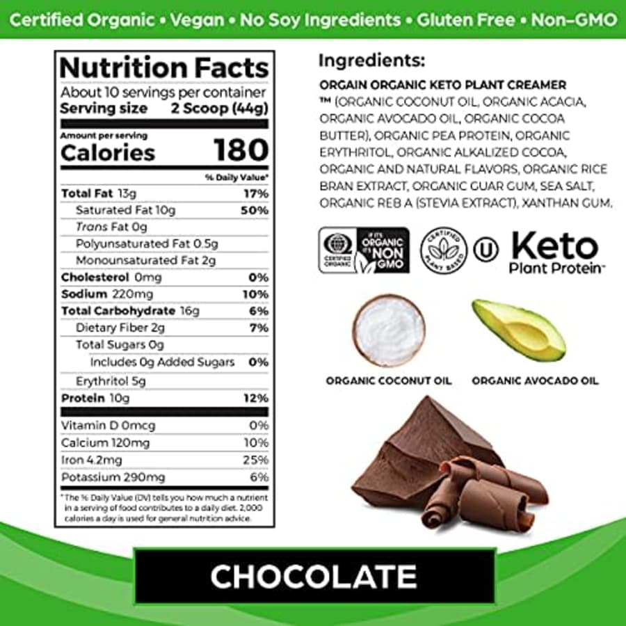Orgain Keto Plant-Based Protein Powder, Chocolate - 10g of Protein, Keto Friendly, Organic, Vegan, for $24 Orgain Keto Plant-Based Protein Powder, Chocolate - 10g of Protein, Keto Friendly, Organic, Vegan, for $24