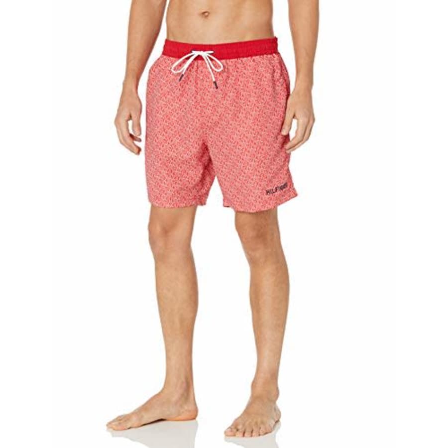 Tommy Hilfiger Men's Standard 7" Swim Trunks, HIGH Risk Red, SM for $43 Tommy Hilfiger Men's Standard 7" Swim Trunks, HIGH Risk Red, SM for $43