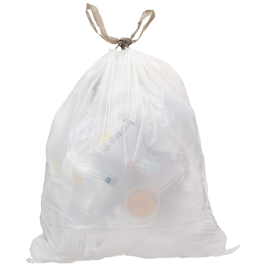 AmazonCommercial 17-Gallon Custom Fit Drawstring Trash Bag 62-Pack for $7