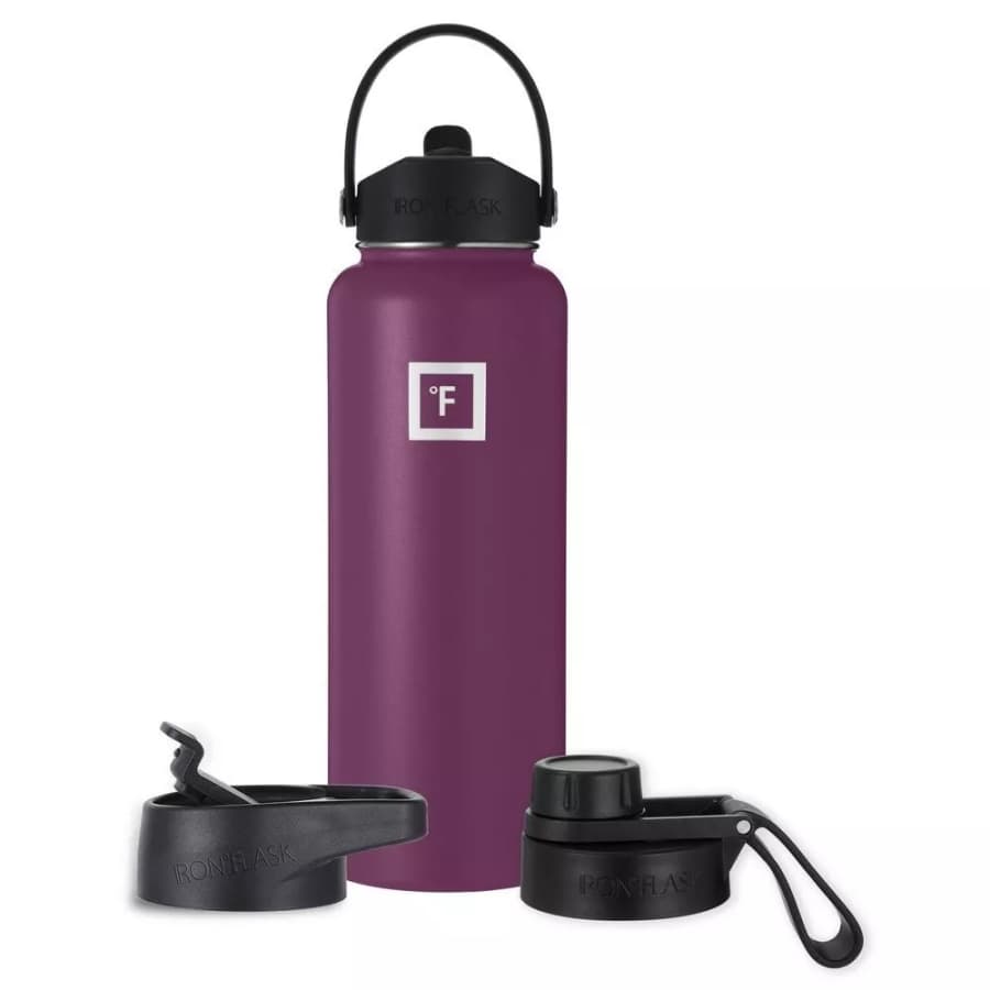 Iron Flask 40-oz. Stainless Steel Insulated Water Bottle w/ 3 Lids for $16 Iron Flask 40-oz. Stainless Steel Insulated Water Bottle w/ 3 Lids for $16