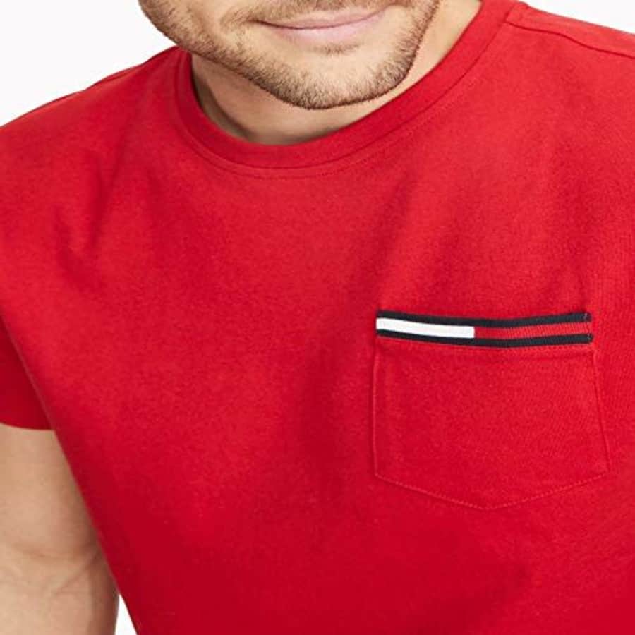 Tommy Hilfiger Men's Short Sleeve Crewneck T Shirt with Pocket, White, X-Large for $15