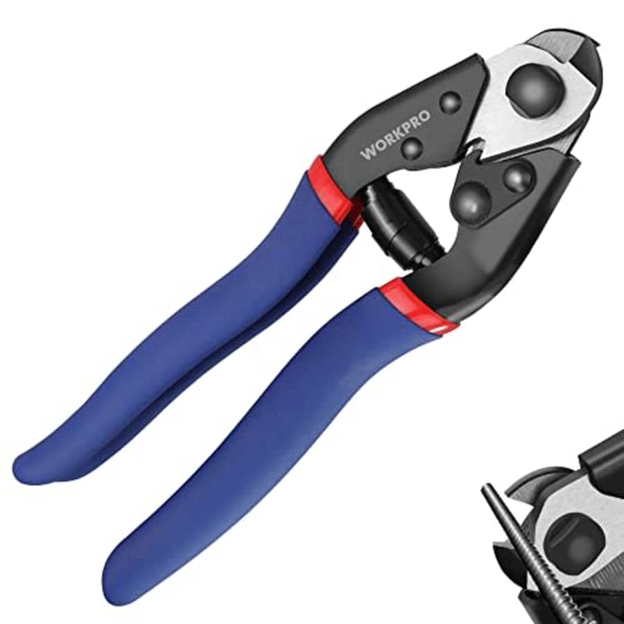 WORKPRO Cable Cutter, 7-1/2 inch Heavy Duty Wire Rope Cutter, Chrome Vanadium Steel Jaw, for Hard for $17 WORKPRO Cable Cutter, 7-1/2 inch Heavy Duty Wire Rope Cutter, Chrome Vanadium Steel Jaw, for Hard for $17