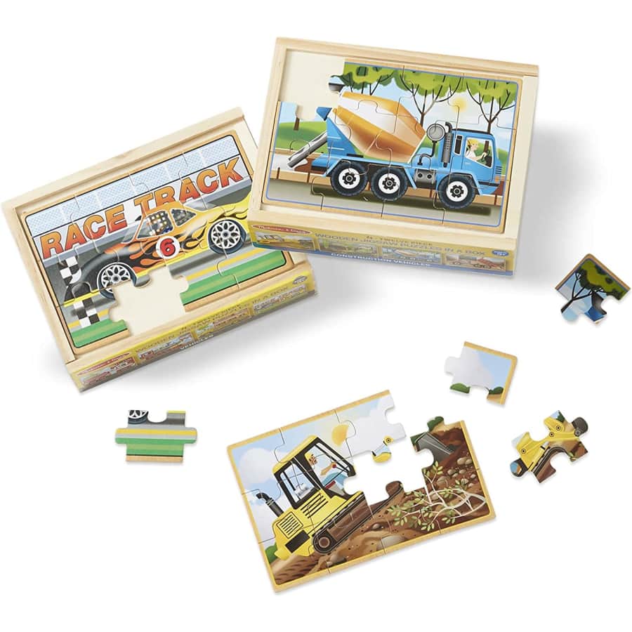 Melissa & Doug Construction Vehicles 4-in-1 Wooden Jigsaw Puzzles for $8 Melissa & Doug Construction Vehicles 4-in-1 Wooden Jigsaw Puzzles for $8