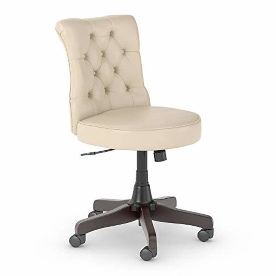 Bush Furniture Salinas Mid Back Tufted Office Chair in Antique White Leather for $190