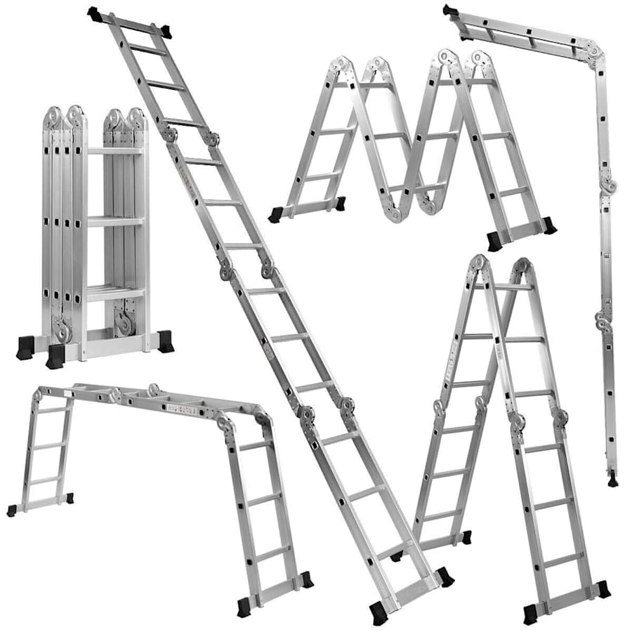 Costway 12.5-Foot Aluminum Folding Scaffold Ladder for $85 Costway 12.5-Foot Aluminum Folding Scaffold Ladder for $85