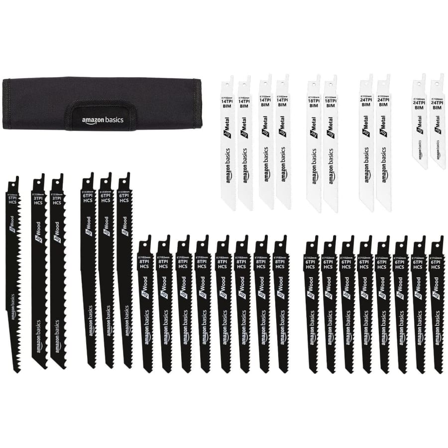 AmazonBasics 32-Piece Reciprocating Saw Blade Set for $18 AmazonBasics 32-Piece Reciprocating Saw Blade Set for $18