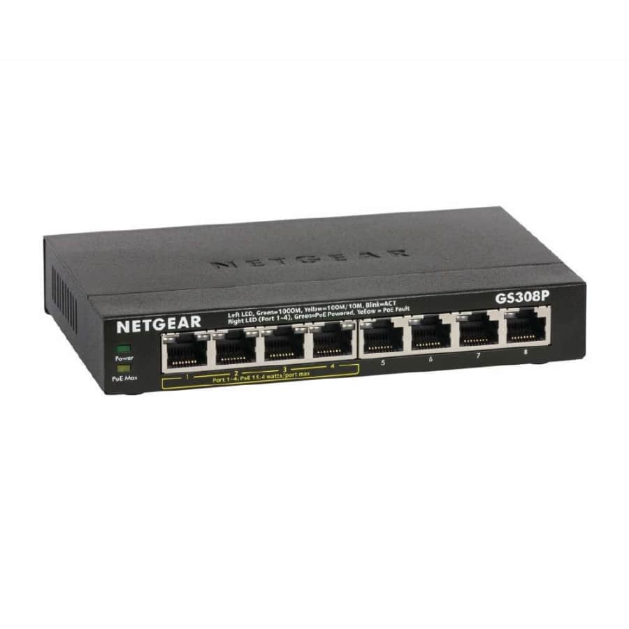 Netgear 8-Port Gigabit Ethernet Unmanaged PoE Switch for $55