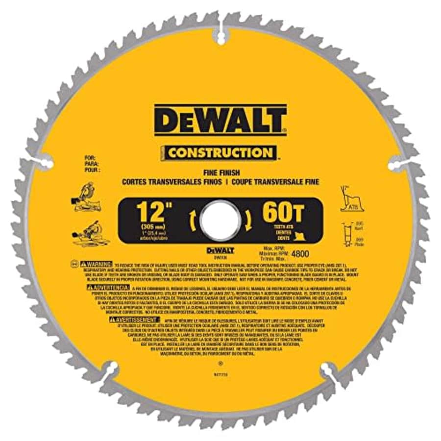 DEWALT 12-Inch Miter Saw Blade, Fine Finish, 60-Tooth (DW3126) for $66 DEWALT 12-Inch Miter Saw Blade, Fine Finish, 60-Tooth (DW3126) for $66
